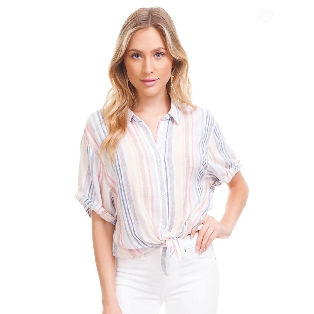 Splendid boyfriend shirt top stripe large